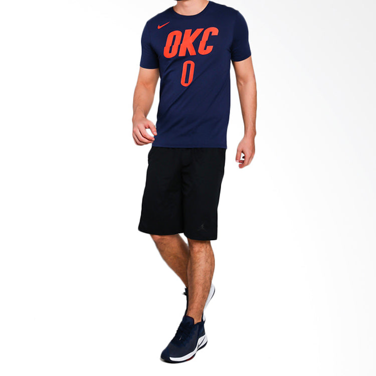 Nike NBA Oklahoma City Thunder Westbrook 0 Quick Dry Short Sleeve Navy Blue Dark blue 870797-419