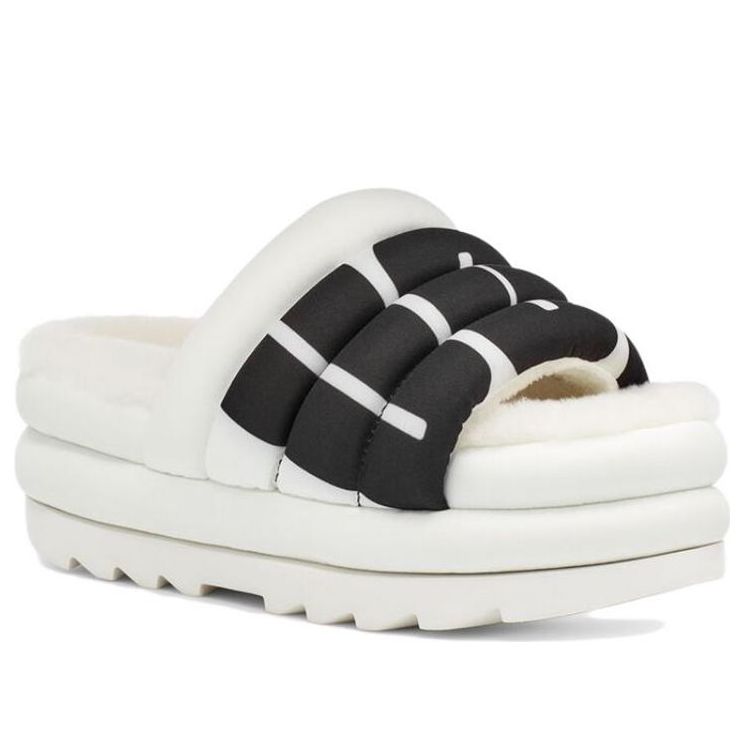 (WMNS) UGG Maxi Slide Logo 'White' 1127067-WHT