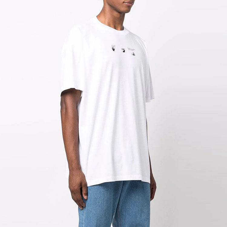 Off-White FW21 Arrow Pattern Printing Short Sleeve Loose Fit White OMAA038F21JER0090184