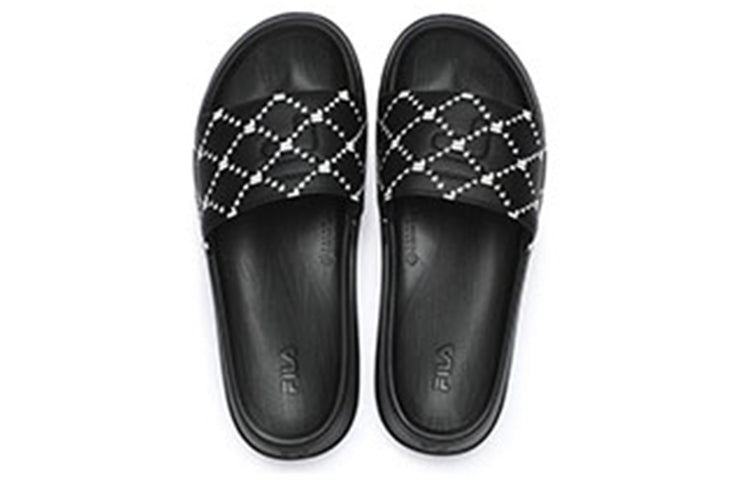 (WMNS) FILA FUSION Como Slippers 'Black White' T12W227510FBS