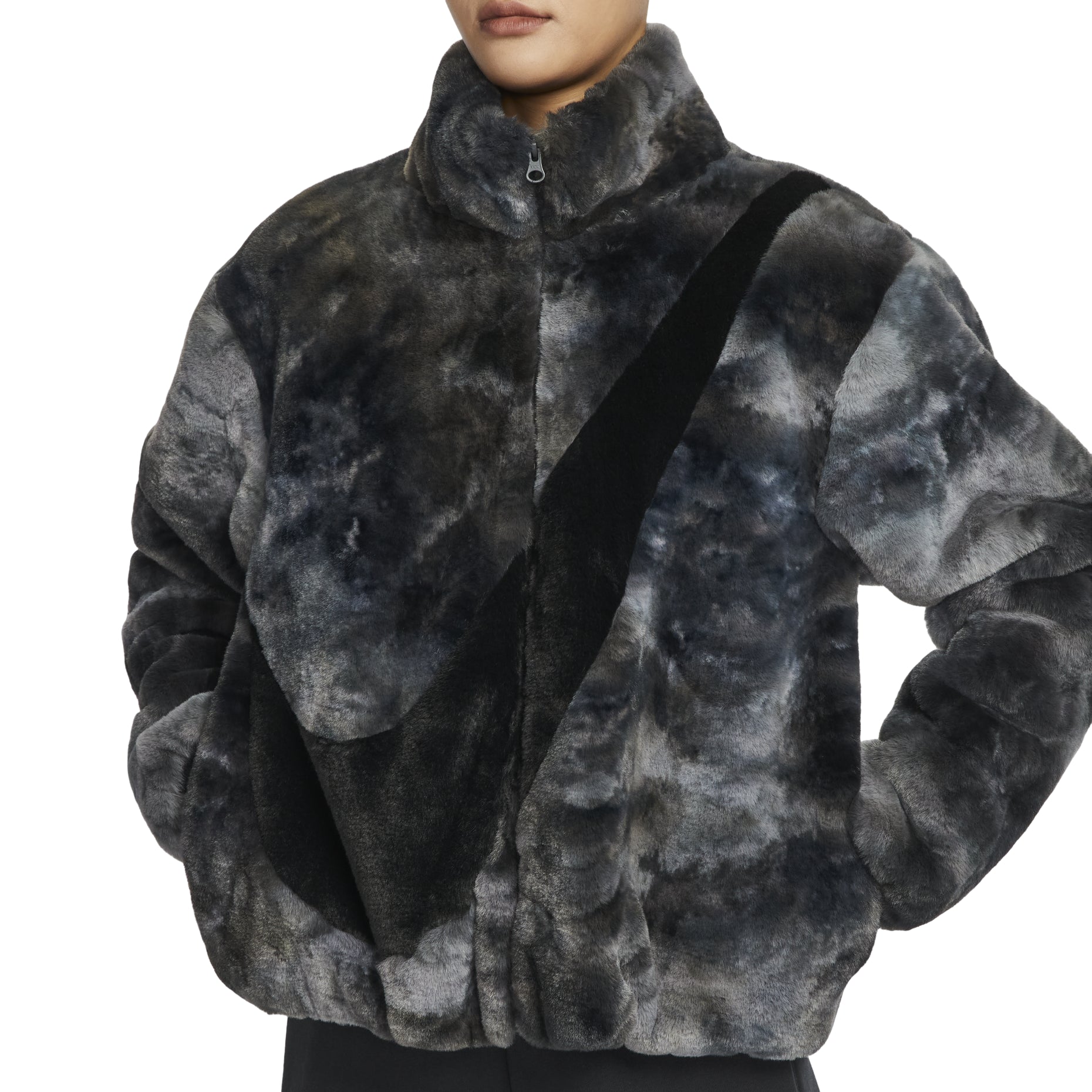 (WMNS) Nike Big Swoosh Sportswear Jacket 'Black' HQ4871-010