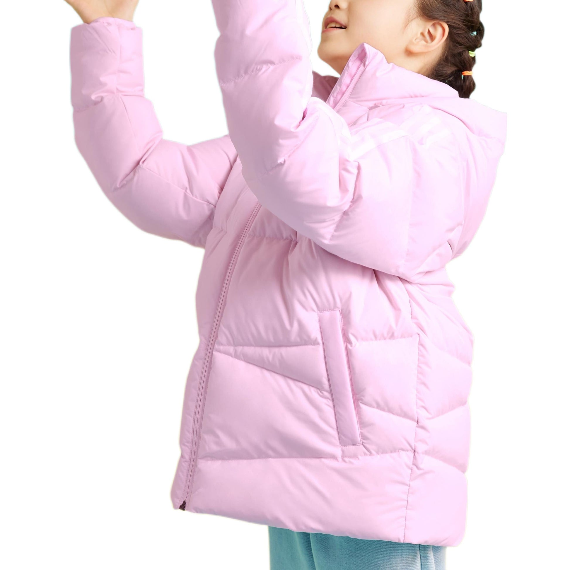 (GS) adidas 3-Stripes Hooded Down Jacket Asia Sizing 'Pink' HM7164