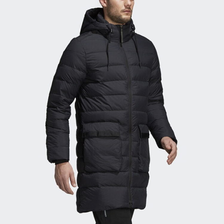 adidas Casual Windproof Stay Warm mid-length Down Jacket Black CY8611