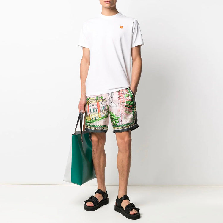 Men's KENZO SS21 Small Tiger Head Pattern Embroidered Round Neck Short Sleeve White FB55TS0034SA-01