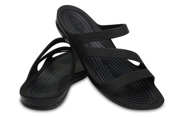 (WMNS) Crocs Swiftwater Slippers 'Black' 203998-060