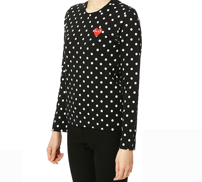 (WMNS) COMME des GARCONS PLAY Polka Dots Long Sleeves Tee 'Black White' AZ-T165-051-1