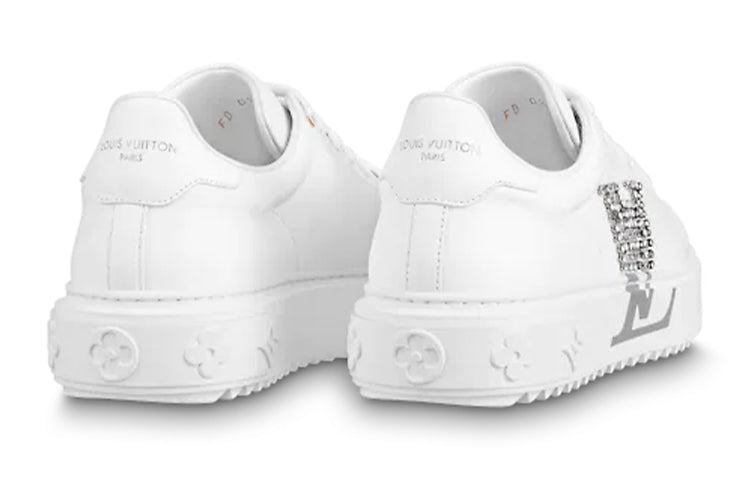 (WMNS) LOUIS VUITTON Time Out Sneakers 'White with Large Crystal Side Logo' 1A9Q2E