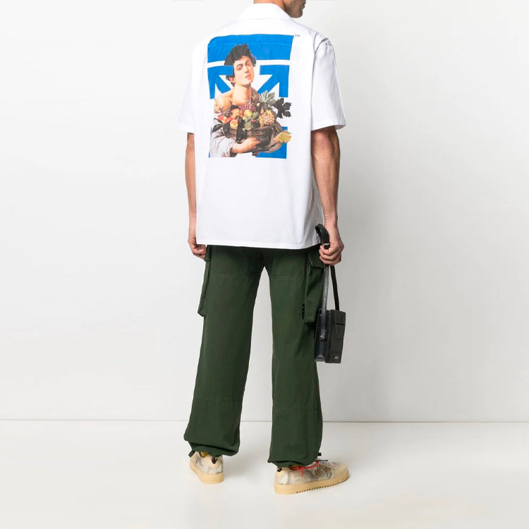 Off-White SS21 Pattern Printing Short Sleeve lapel Shirt Slim Fit Version White OMGA163S21FAB0080145