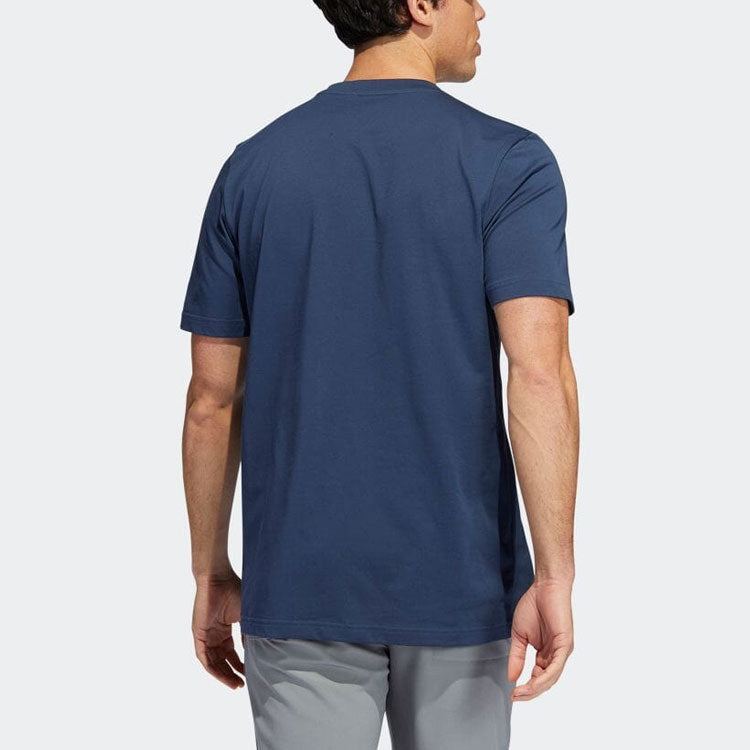 Men's adidas Logo Printing Round Neck Short Sleeve Japanese Version Blue T-Shirt HG3187
