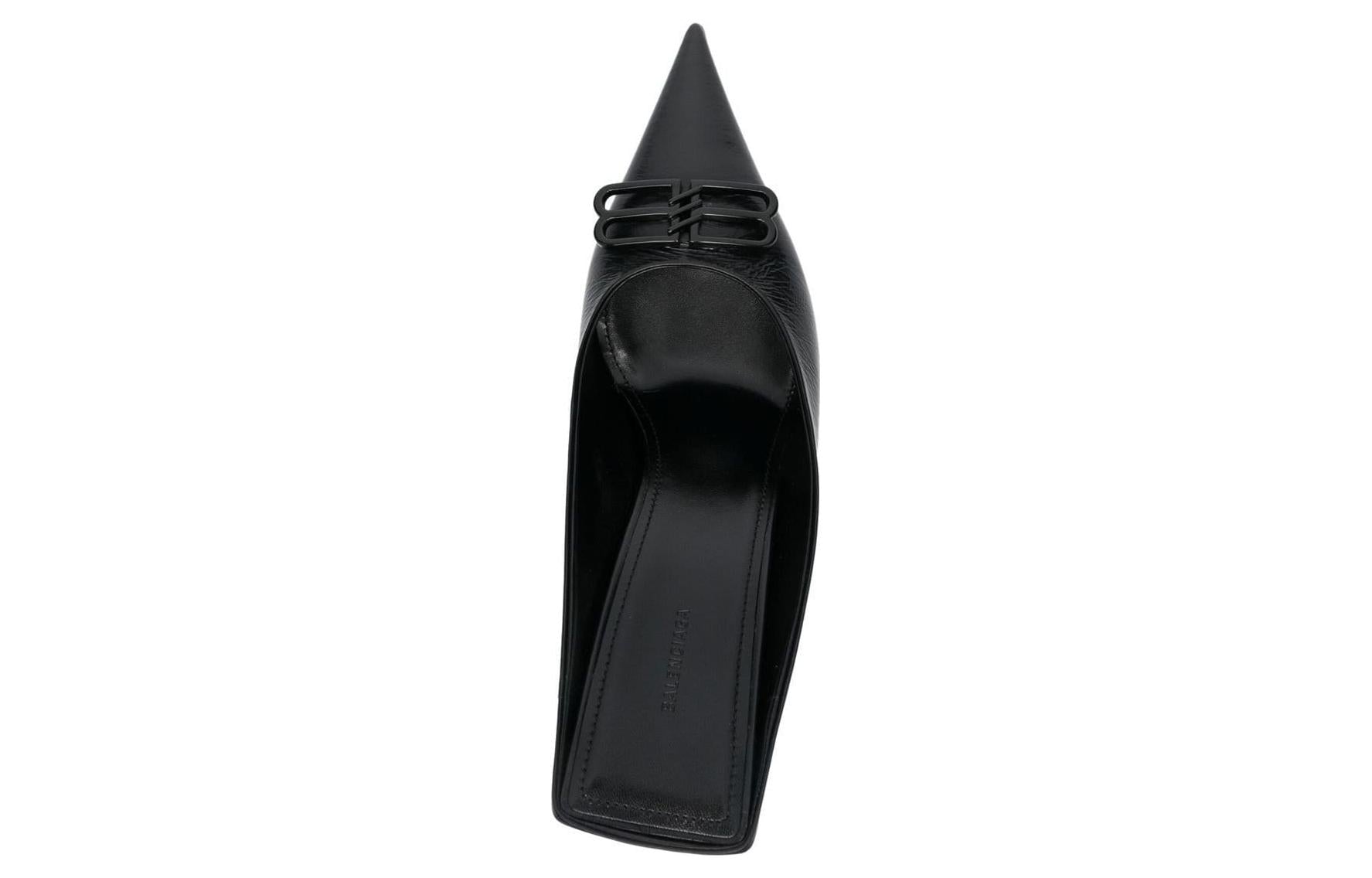 (WMNS) Balenciaga Knife BB Leather Mules 'Black' 694722WBBI21000