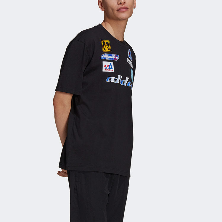 adidas originals MENS TGP SS Moto Cross-country Printed Sports Short Sleeve Black HA4743