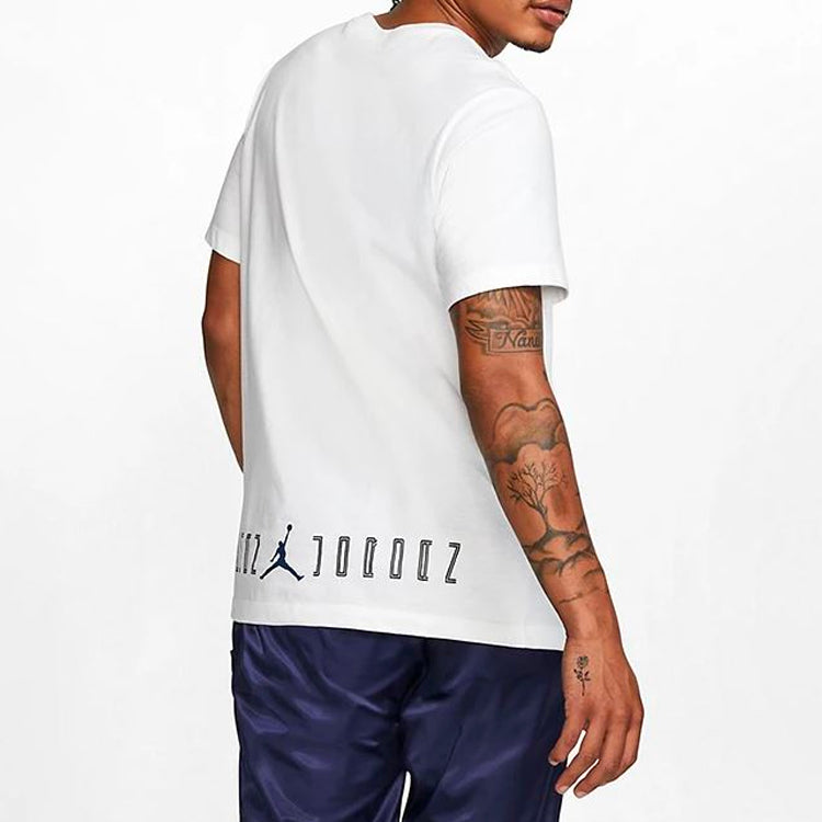 Air Jordan 11 Jumpman Tee Blue snake pattern Logo Short Sleeve White CI0323-100