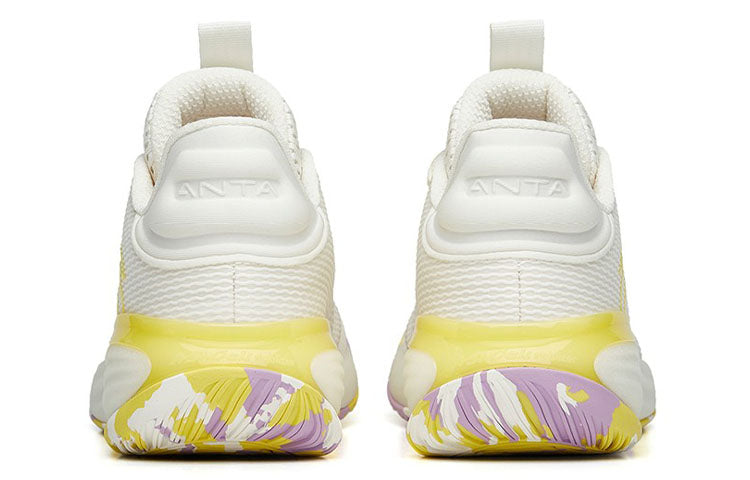 ANTA Light Cement Bubble 2 Cushioned Basketball Shoes 'White Yellow' 112221616-3