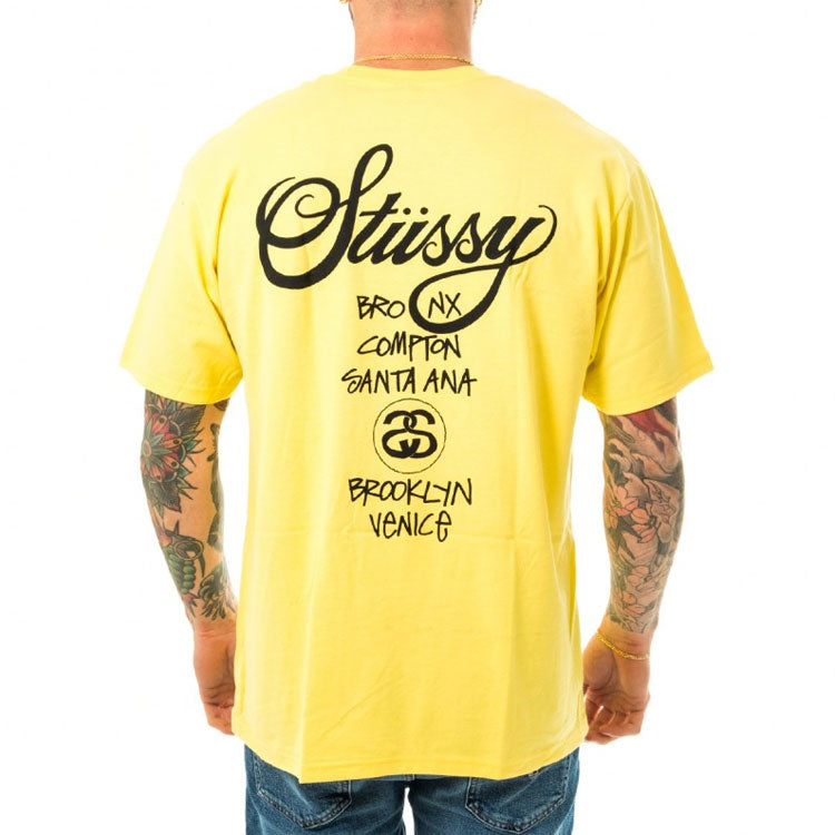 Stussy World Tour Tee Classic Short Sleeve Unisex Yellow 3903514-YELLOW
