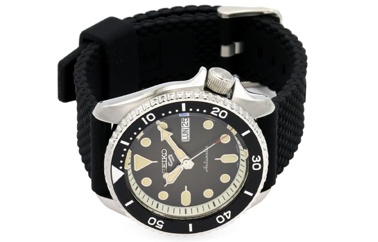 Men's SEIKO No. 5 Series Rubber Strap Black Sports Mechanical Watch SRPD73k2 SRPD73K2