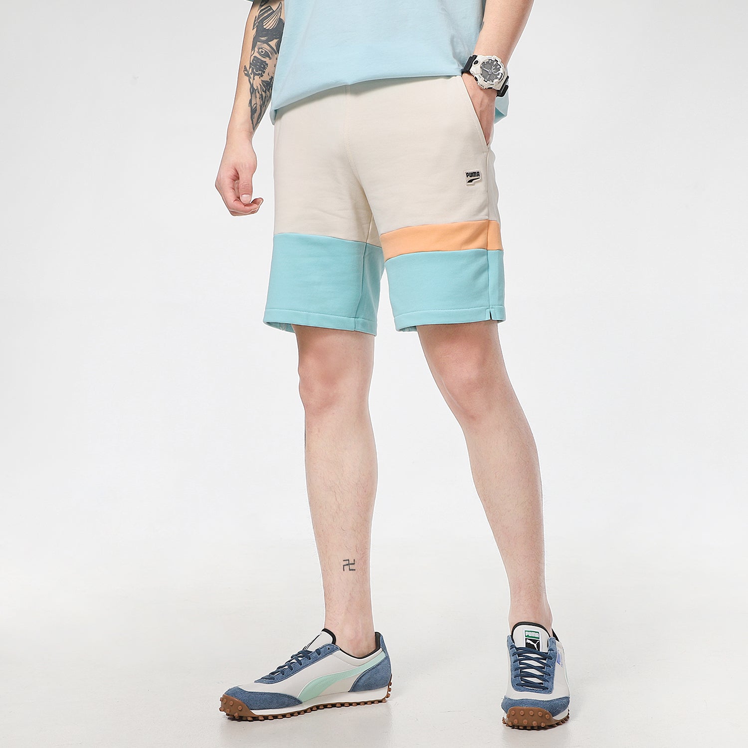 PUMA Solid Basic Shorts 'Beige Blue Orange' 531304-75