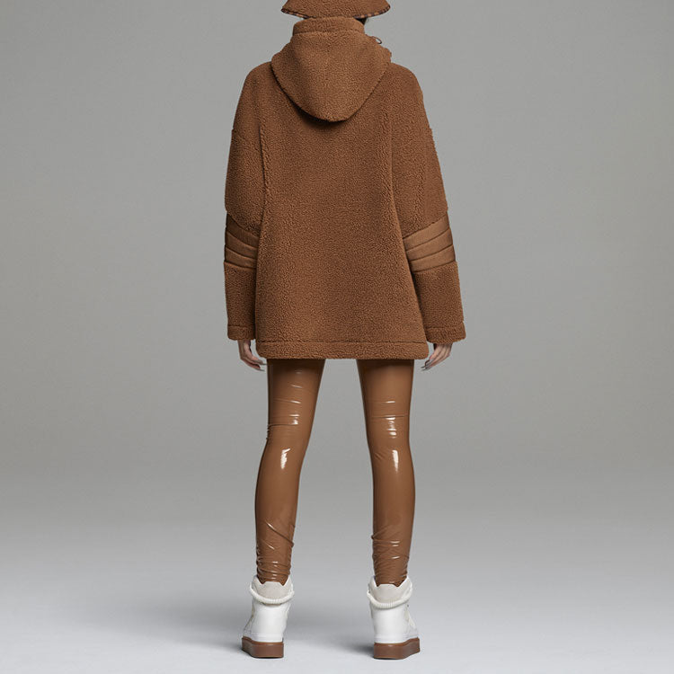 adidas originals x Ivy Park Crossover Teddy 4All Half Zipper hooded Pullover Fleece Sports Jacket Couple Style Brown H18991
