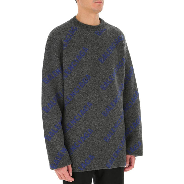 Balenciaga Intarsia Knit Logo Jumper 'Dark Grey' 623283T15671035
