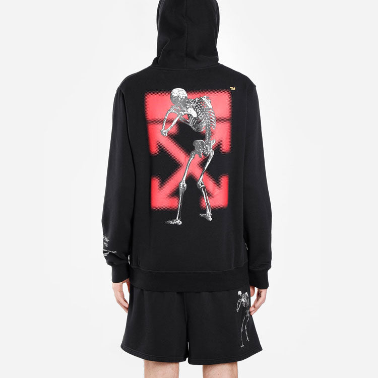Off-White x UNDERCOVER Crossover Skeleton Printing hooded Long Sleeves Black OMBB046G197620101088