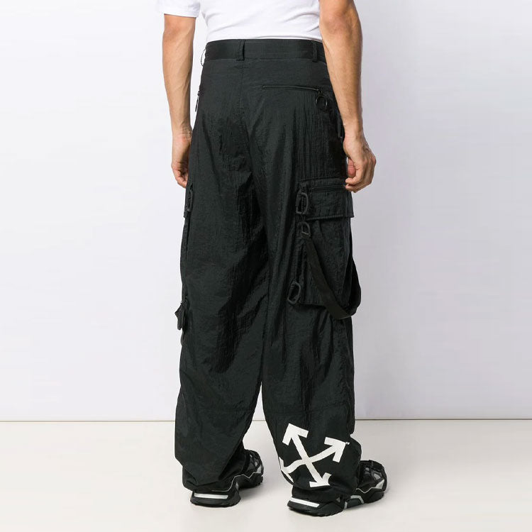 Off-White Embroidered Cargo Long Pants Loose Fit Black OMCF009E19E150221001