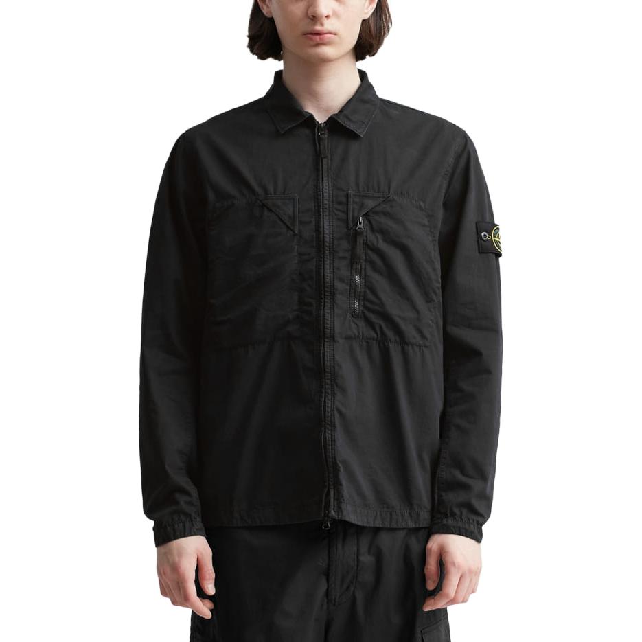 STONE ISLAND Brushed Cotton Canvas Zip Shirt Jacket 'Black' 7815106WN-V0129