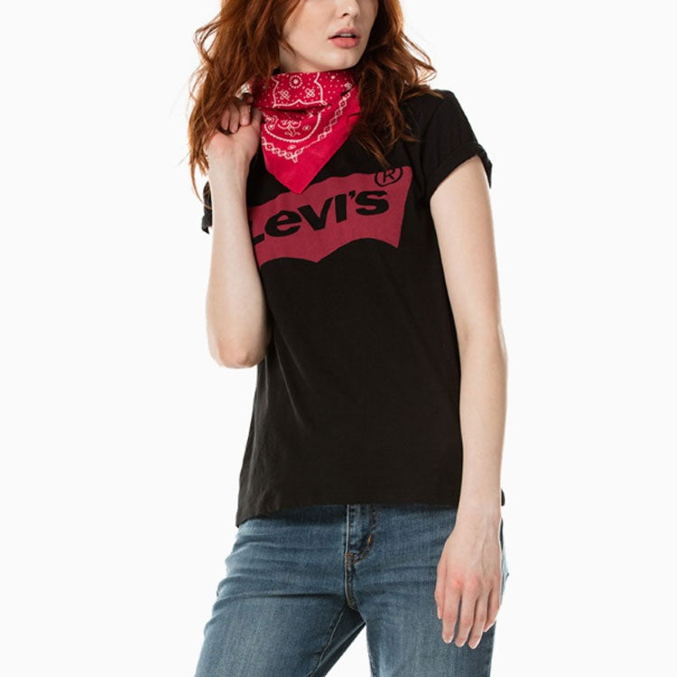 Levis Logo Printing Round Neck Short Sleeve Black T-Shirt 17369-0201