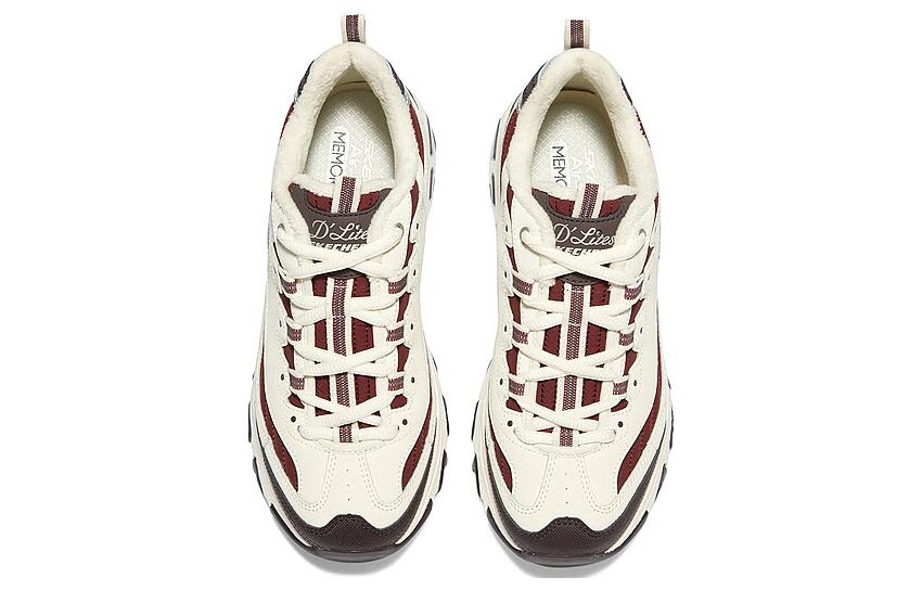 (WMNS) Skechers D'Lites Zip Along Shoes 'White Burgundy Grey' 896269-NTMT