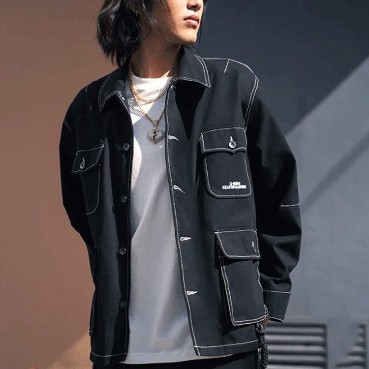 Li-Ning Skateboard Series Multiple Pockets Loose Jacket 'Black' AFDS103-1
