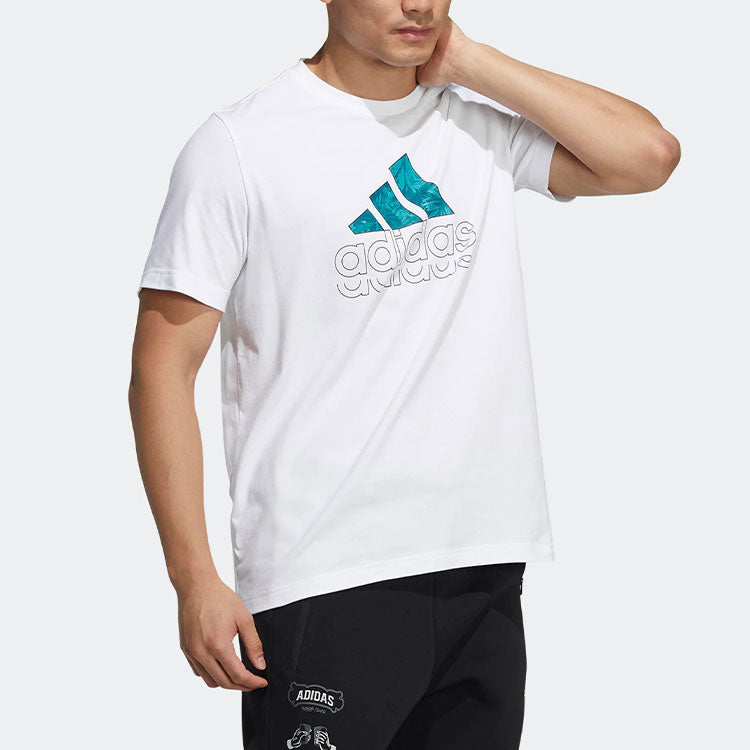 adidas Alphabet Logo Printing Athleisure Casual Sports Round Neck Short Sleeve White HE9911
