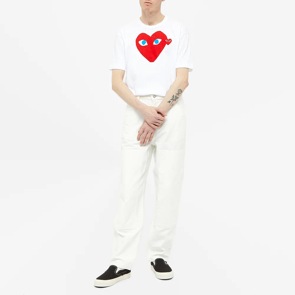 COMME des GARCONS PLAY Blue Eyes Logo Tee 'White' P1-T086-1