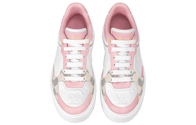 (WMNS) LOUIS VUITTON Time Out Sneakers 'White with Plaid and Logo Monogram' 1A9PYU