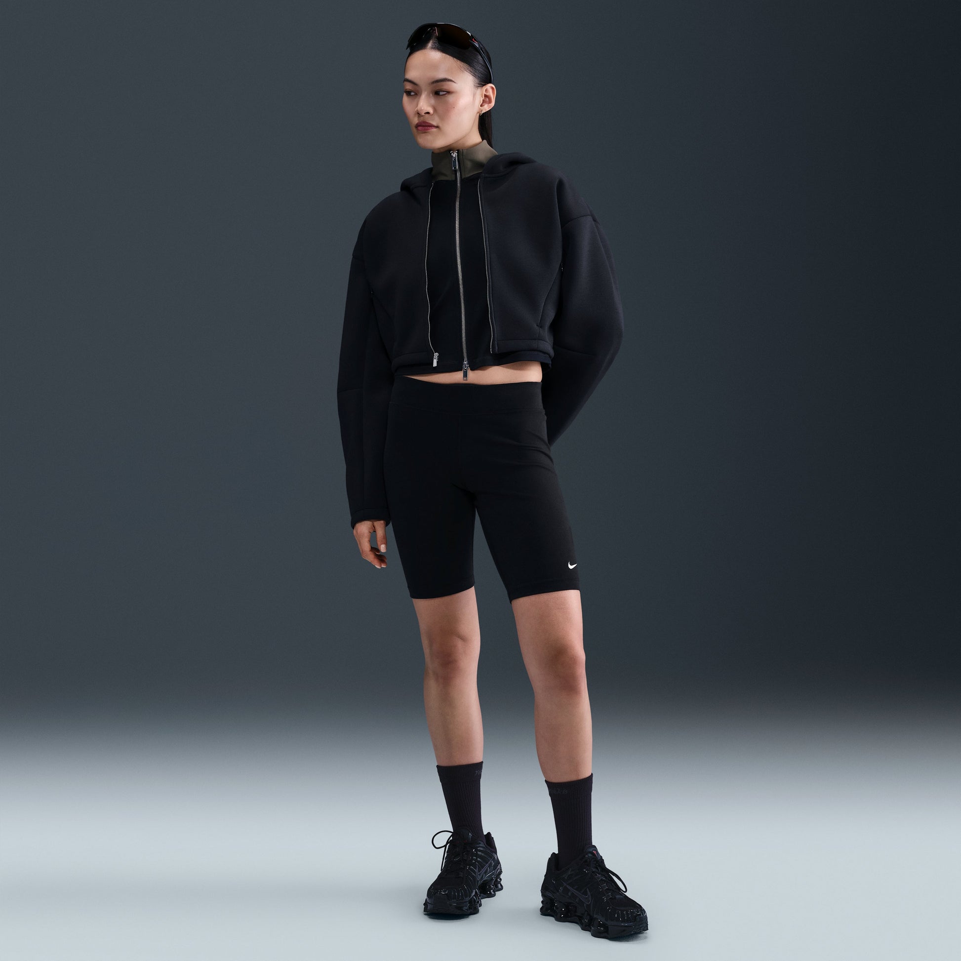 (WMNS) Nike Oversized Full-Zip Jacket 'Black Anthracite' HV2077-010