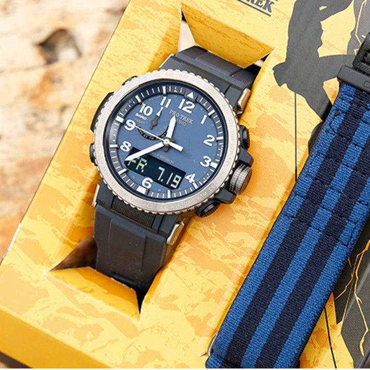 CASIO G Shock Waterproof Sports Solar Powered Mens Blue Analog/Digital Combo PRW-50YFE-2APR