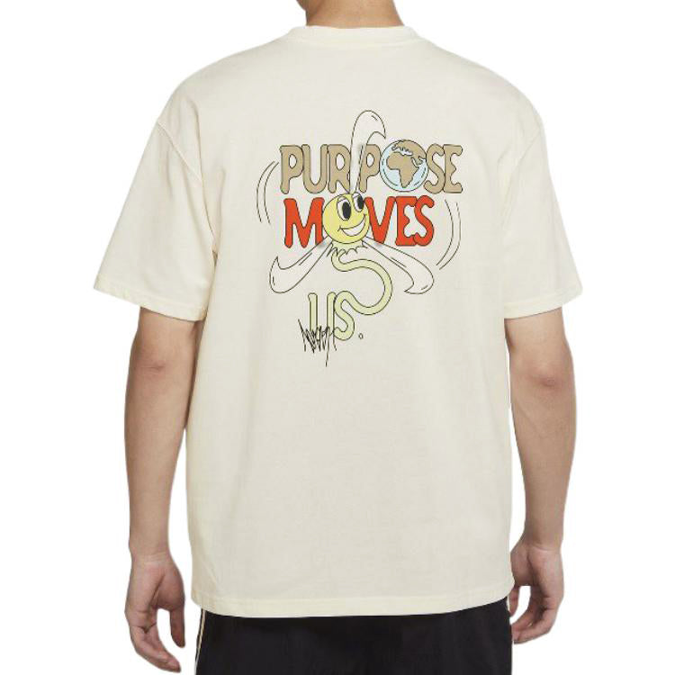 Men's Nike Multi-Color Printing Logo Round Neck Short Sleeve White T-Shirt DV5622-902