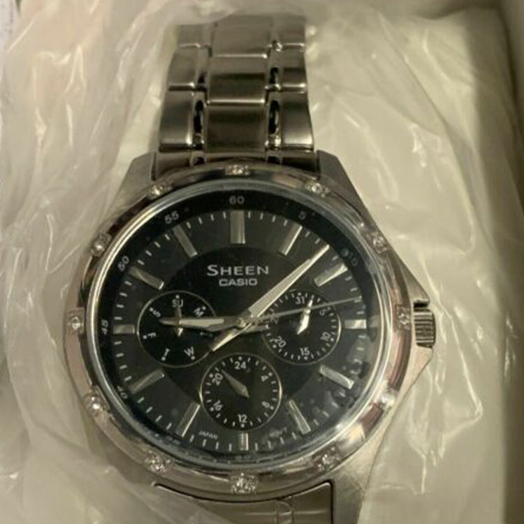 CASIO SHEEN Series Waterproof Silver/ Black Analog SHE-3801D-1A