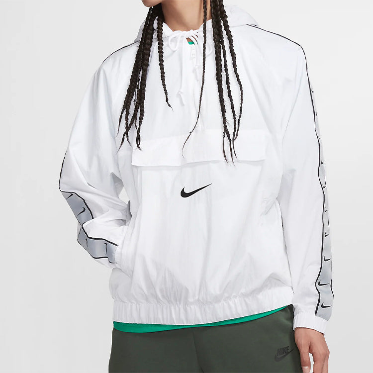 Nike Sportswear Swoosh Long Sleeve Printed Loose Pocket Hoodie White CD0420-100