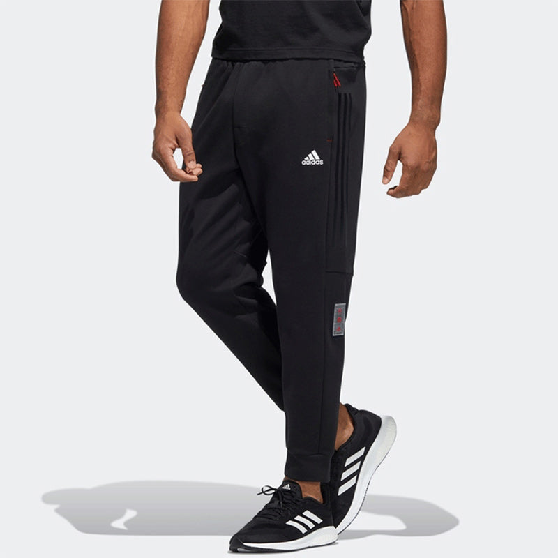Men's adidas Limited Side Stripe Knit Bundle Feet Sports Pants/Trousers/Joggers Autumn Black HC0253