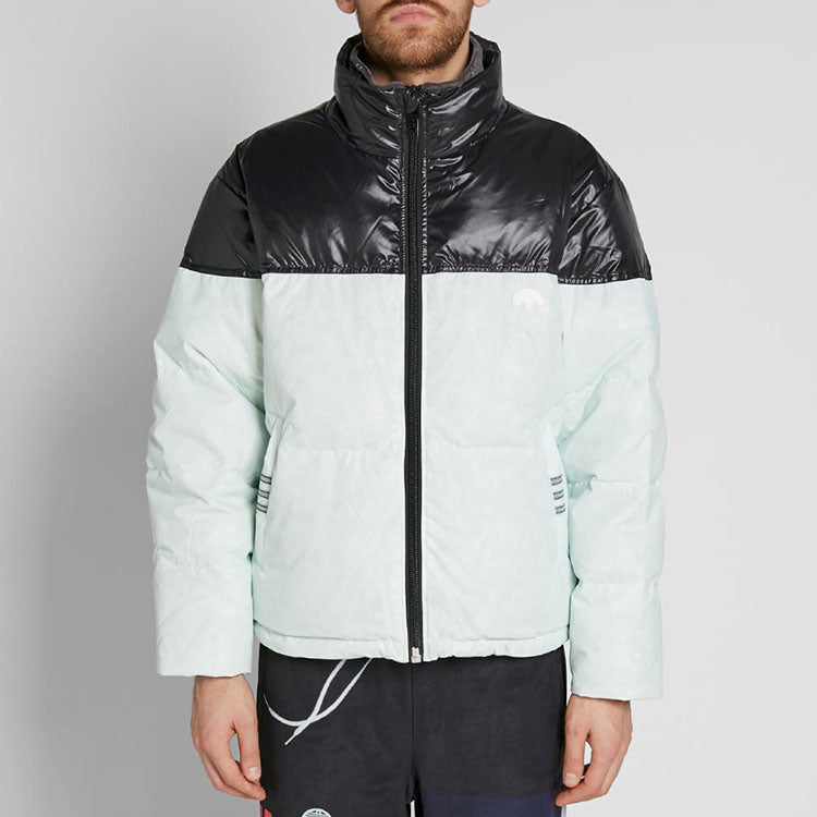 Men's adidas originals x alexander wang Crossover Translucent Ripstop Contrast Color Stitching Mint Green Down Jacket DT9504