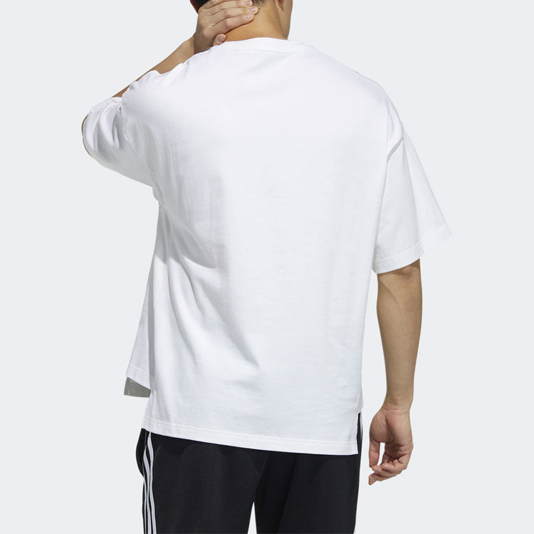adidas Solid Color Round Neck Sports Short Sleeve White HA3646