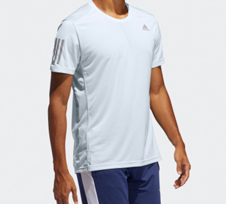 adidas Own The Run Tee Round-neck Short-sleeve Tee Men Light Blue FQ7254
