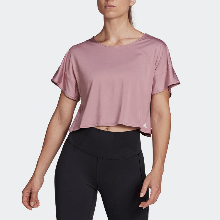 (WMNS) adidas Solid Color Sports Gym Short Sleeve Purple Pink HD9559