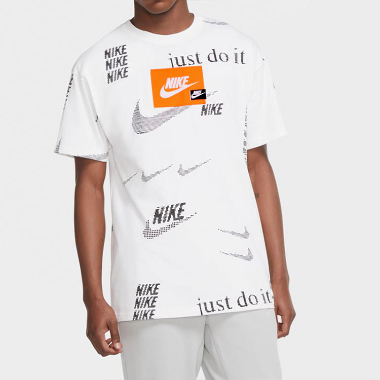 Nike Sportswear Pattern Short Sleeve 'Just Do It White' CW0378-100