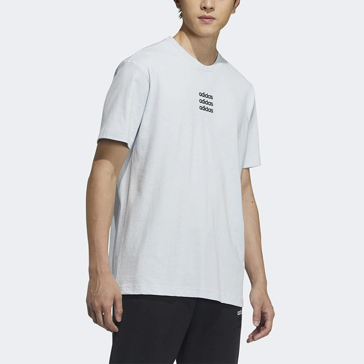 adidas neo M Ce C+ Tee Logo Embroidered Sports Round Neck Short Sleeve Light Blue GP4893