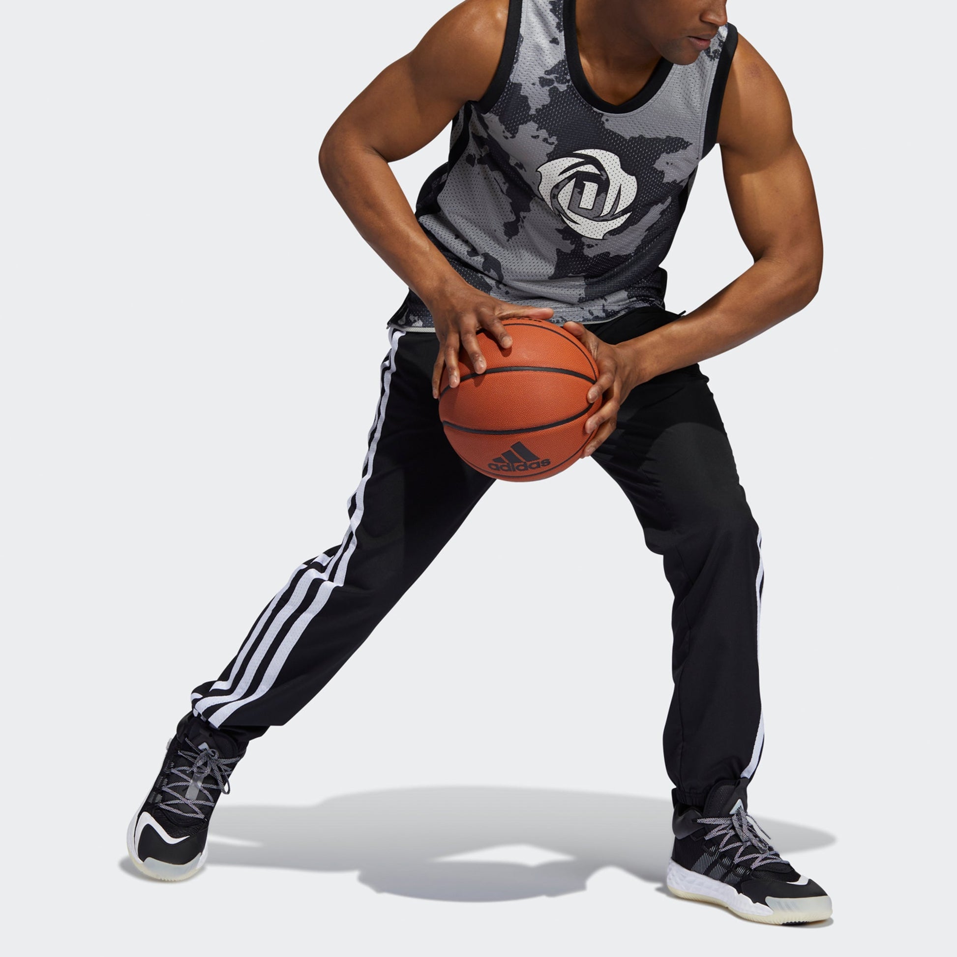 Men's adidas x Ross Crossover Logo Pattern Printing Basketball Sports Black Vest GV4698