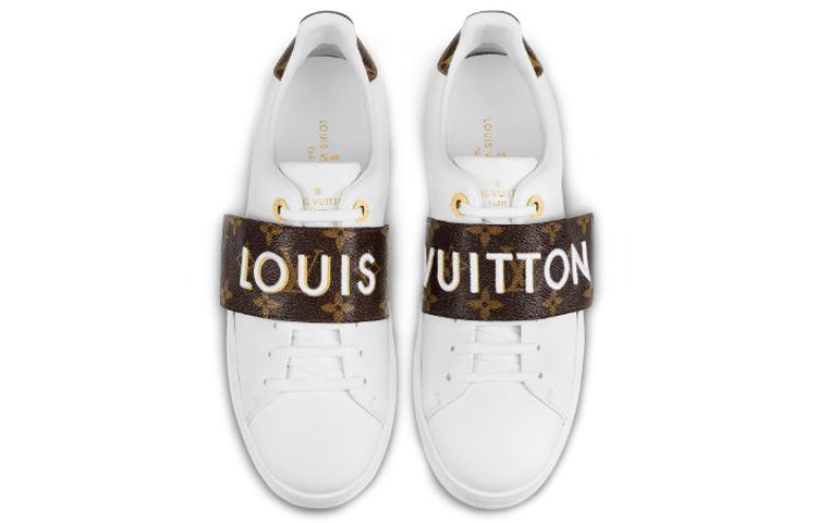 (WMNS) LOUIS VUITTON Frontrow Calfskin Rubber Sneakers White/Brown 1A4VSU