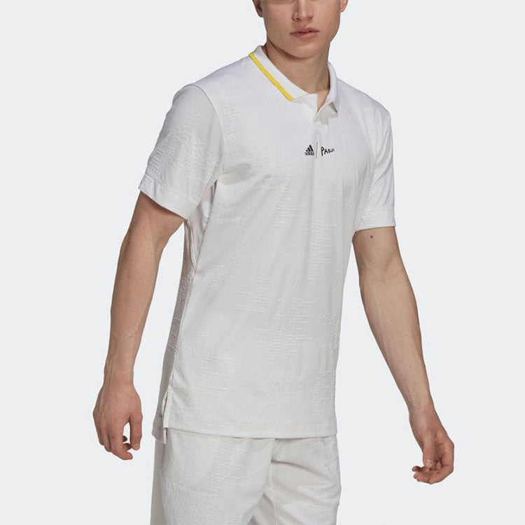 Men's adidas Colorblock Logo Tennis Short Sleeve White Polo Shirt HC8537