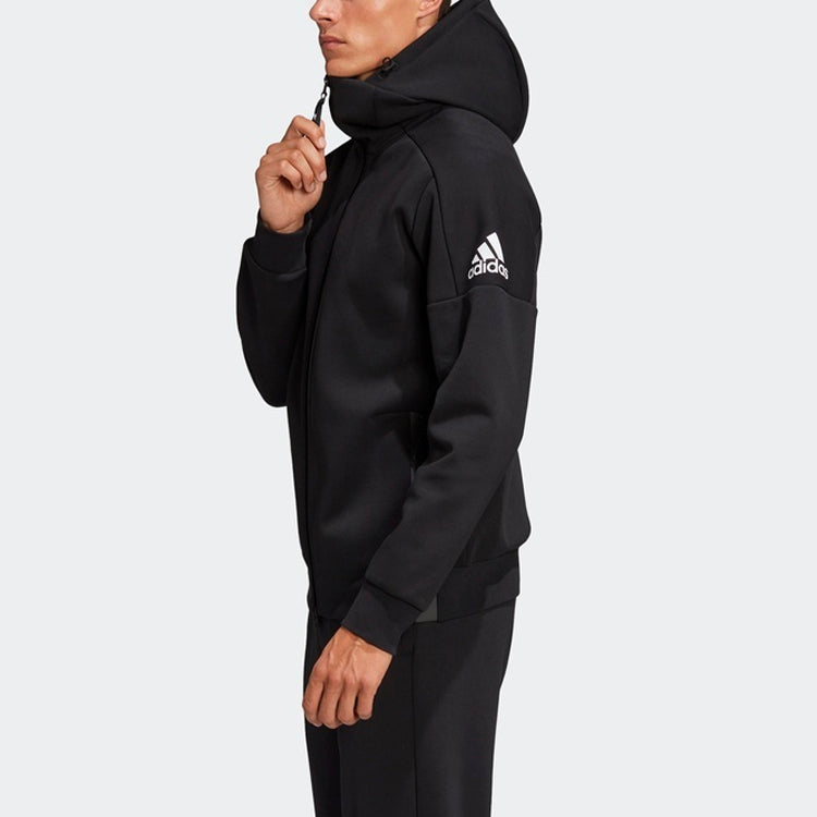 adidas Logo Pattern Loose Hooded Jacket Black FR6014