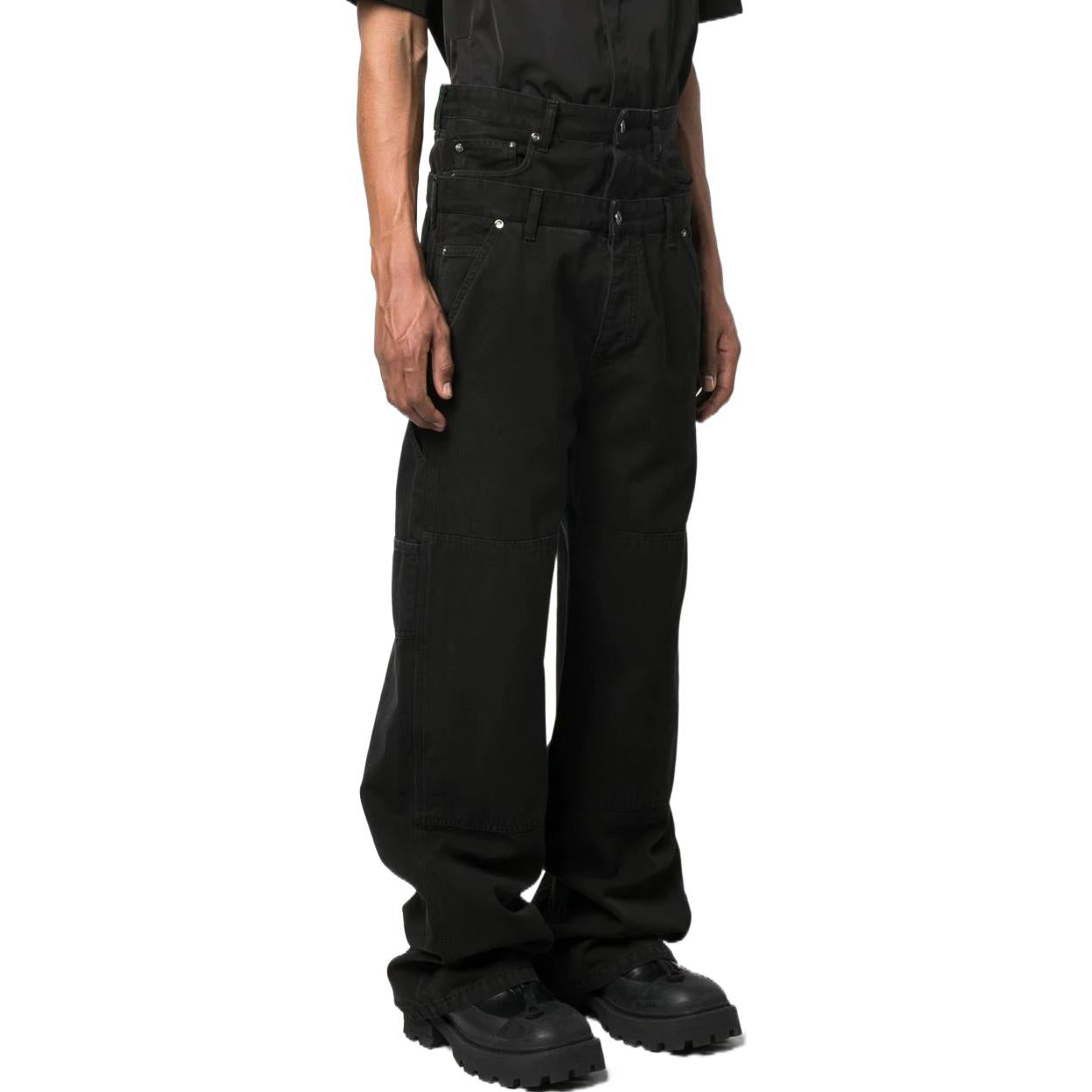 Off-White Wave Off Canvas Double Over Pant 'Black' OMCE035S23FAB0011010