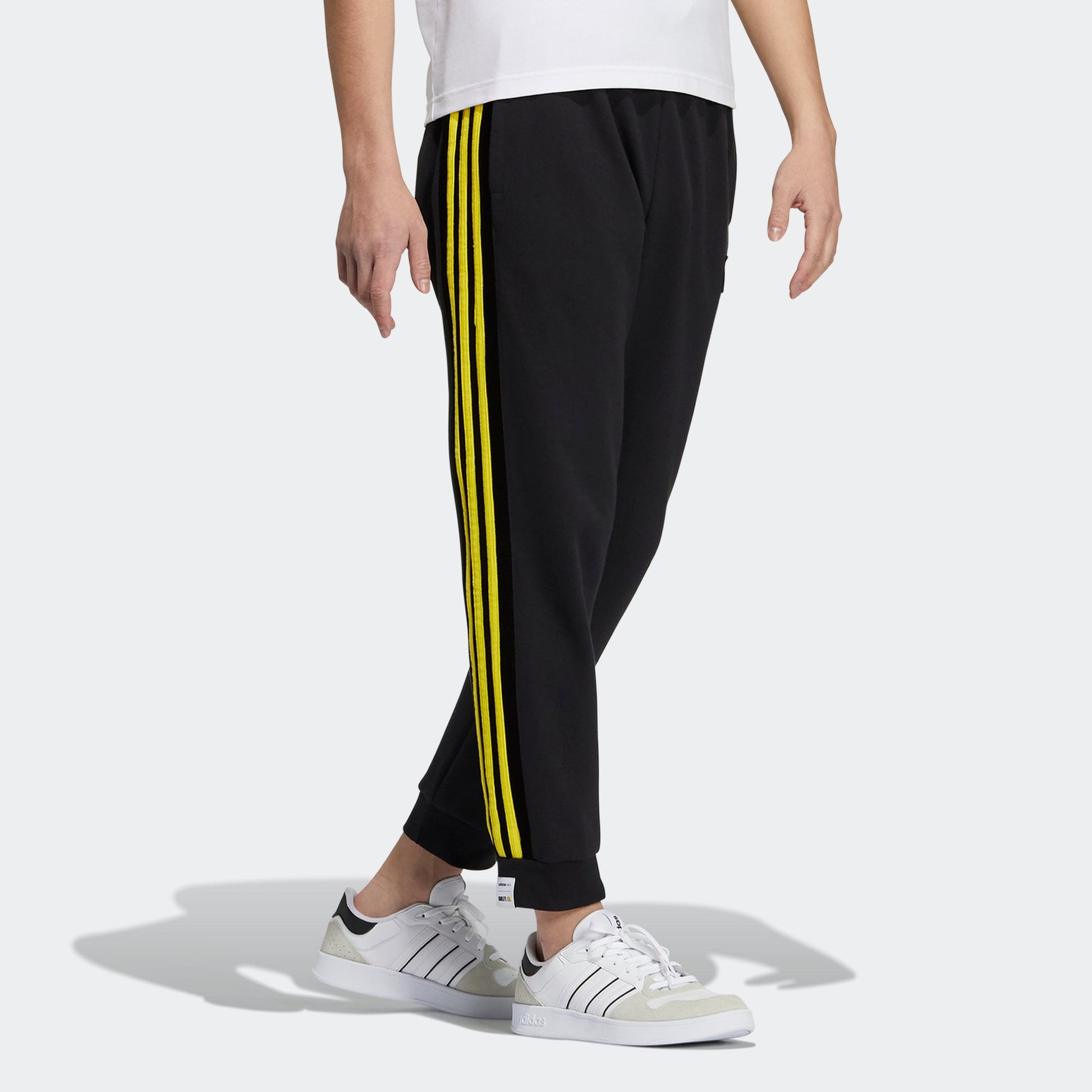 Men's adidas neo x SMILEY Crossover Smly Tp 1 Contrasting Colors Bundle Feet Sports Pants/Trousers/Joggers Black HB7411