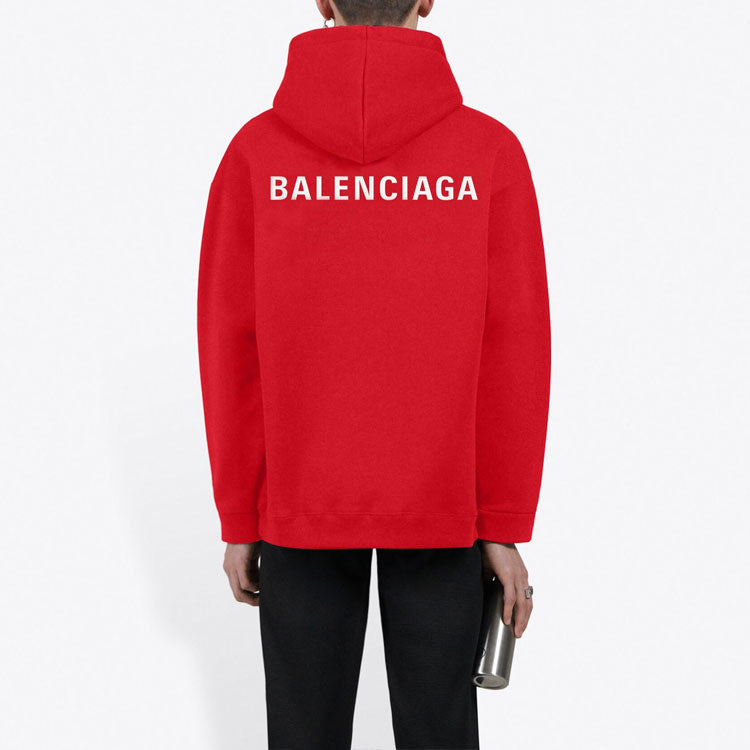 Men's Balenciaga FW21 Loose Logo hooded Long Sleeves Red 600583TIV846540